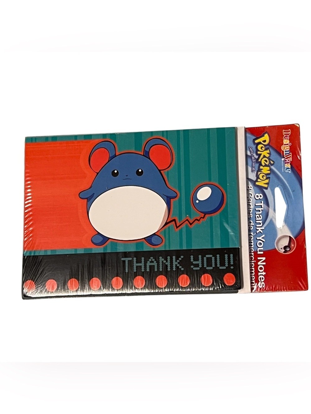 Pokemon Thank You Cards 8 cards 8 envelopes - Blue and Red